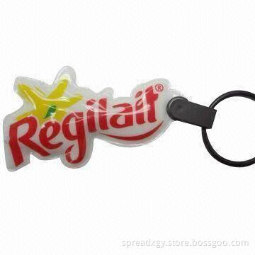 PVC Keychain, with High-brightness LED, Offset Printing, Customized Shapes and Colors are Accepted